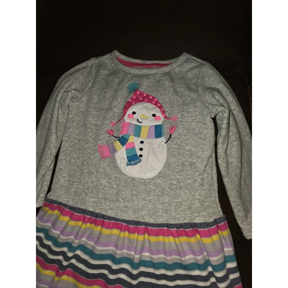Gymboree mix and‎ match snowman colorful striped dress size 4t